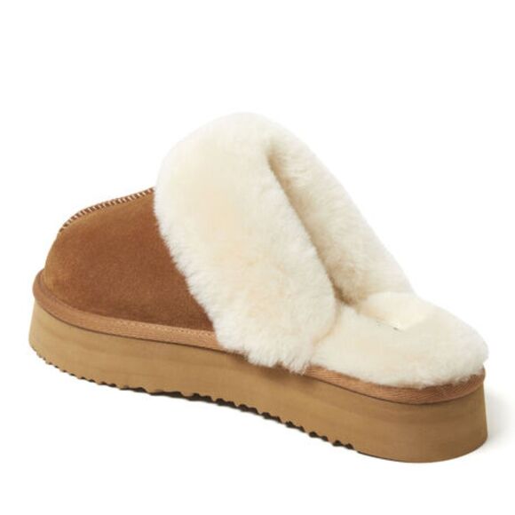 Fireside by Dearfoams Women's Melton Genuine Shearling Platform Scuff Slipper - Picture 6 of 7